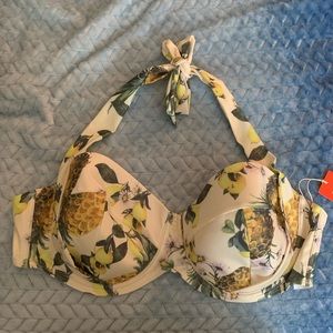 River Island Pineapple Lemon Print Bikini Top